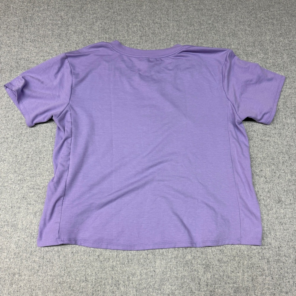 Flora Nikrooz V-Neck Top XL Purple Short Sleeve Ribbed Side Panel Loungewear Tee - Picture 8 of 9